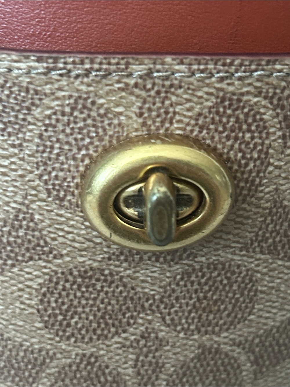 Coach Lora Color-block Tan/Rust Leather Signature Logo Carryall Tote Bag Purse 👜 - Picture 6 of 16